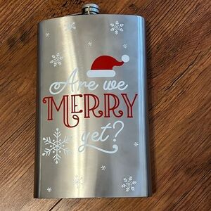 Oversized Festive Silver and Red Holiday Flask